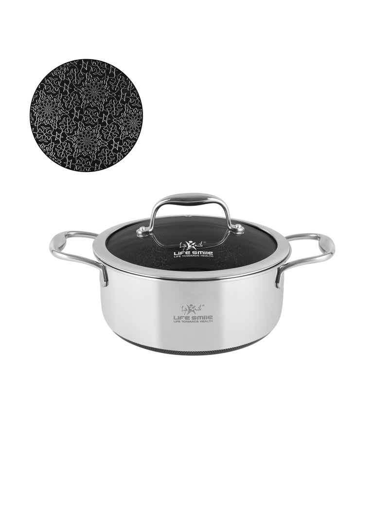 Life Smile 20cm Hybrid Stainless Steel Soup Pot with Lid-Non-Stick Cookware-Induction Compatible (2.7L) Cooking Pot - Image 1